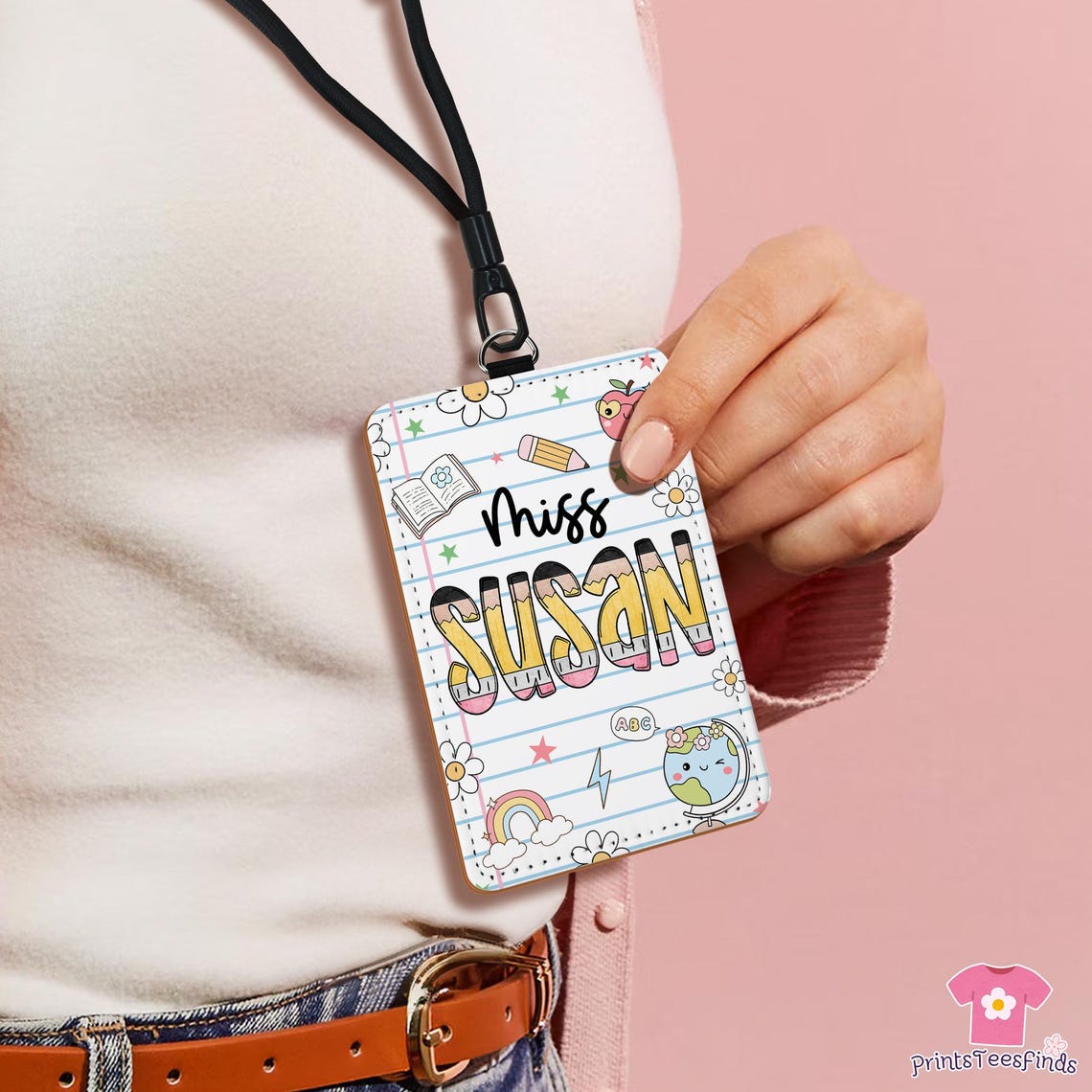 Custom Teacher ID Badge Holder, Custom Teacher Name ID Holder, Lanyard Accessories, Teacher Card Holder, Teacher Gifts, Back To School Gift